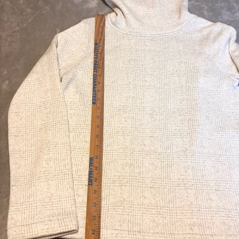 J Crew Mercantile Fleece Turtle Neck Cowl Funnel neck Sweater L Gray Checkered‎ - Picture 5 of 10